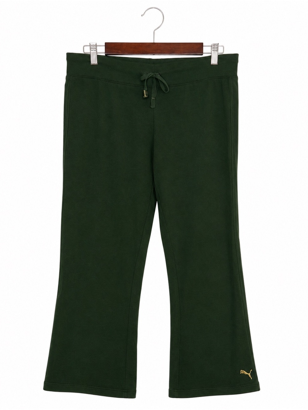 PUMA Women's Green Cropped Yoga Pants Drawstring Athletic Lounge Capri Athleisur - Picture 2 of 10